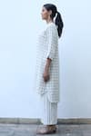 Buy_Linen Bloom_Beige 100% Linen Embroidery Thread Round Checkered Tunic _Online_at_Aza_Fashions