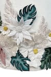 Jasmine And Alaia_White Cotton Satin Embroidery Calmin Placed Floral Applique Dress _Online_at_Aza_Fashions