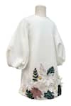 Buy_Jasmine And Alaia_White Cotton Satin Embroidery Calmin Placed Floral Applique Dress _Online_at_Aza_Fashions