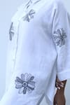 Shop_Linen Bloom_White Linen Embroidery Collared Floral Shirt _Online_at_Aza_Fashions