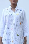 Buy_Linen Bloom_White 100% Linen Embroidery Thread Spread Collar Floral Shirt _Online_at_Aza_Fashions