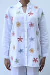 Buy_Linen Bloom_White 100% Linen Embroidery Thread Spread Collar Flower Shirt _Online_at_Aza_Fashions