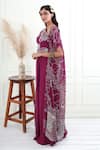 Shop_Ek Soot_Purple Georgette Print And Embroidery Floral Cape & Draped Skirt Set  _Online_at_Aza_Fashions