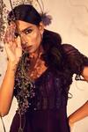 Shop_Babita Malkani_Purple Italian Crepe Embroidered Sequin V Neck Crystal Jumpsuit _Online_at_Aza_Fashions