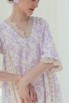 Itr by Khyati Pande_Beige Handwoven Mul Cotton Printed And Embellished Bellflower Hand Block Kurta _at_Aza_Fashions