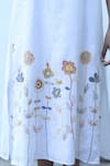 Shop_Linen Bloom_White 100% Linen Embroidery Thread Round Floral Dress _Online_at_Aza_Fashions