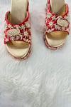 Buy_Shiveen Shiveen_Red Embroidered Floral Velvet Wedges _Online_at_Aza_Fashions