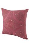 Buy_Khaabka_Red Cotton Linen Embroidery Resham Cushion Cover - Set Of 2 