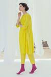 Itr By Khyati Pande_Yellow Handloom Cotton, Silk Melon Striped Print Pant_Online_at_Aza_Fashions