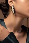 Buy_Prachi Gupta_Beige Mother Of Pearl Tessella Tassel Geometric Pattern Earrings_Online_at_Aza_Fashions
