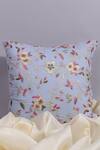 Buy_Khaabka_Sky Blue Cotton Linen Embroidery Floral Pattern Cushion Cover - Set Of 2