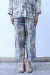 Buy_Linen Bloom_Blue 100% Linen Digital Pant _Online_at_Aza_Fashions