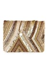 The Purple Sack_Gold Embroidery, Sequins Rectangle Shaped Clutch _Online_at_Aza_Fashions