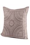 Shop_Khaabka_Grey Cotton Linen Embroidery Mirror Work Cushion Cover - Set Of 2 _Online_at_Aza_Fashions