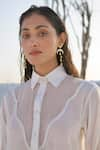 Shop_The Loom Art_White Handwoven Chanderi Silk Embroidered Shirt Collar Button Down And Pant Set _Online_at_Aza_Fashions