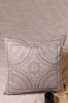 Buy_Khaabka_Grey Cotton Linen Embroidery Mirror Work Cushion Cover - Set Of 2 