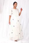 Shop_KHAT_White Handwoven Cotton Polka Pattern Round Dress  _Online_at_Aza_Fashions