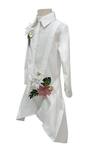 Jasmine And Alaia_White Cotton Embroidered Flowers Cynthia Shirt Dress_Online_at_Aza_Fashions