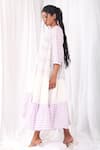 Buy_KHAT_White Handwoven Cotton Checkered Round Pattern Dress  _Online_at_Aza_Fashions