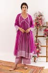 Shop_Rivaaj Clothing_Purple Anarkali And Palazzo Cotton Embroidered Geometric V Neck Set  _Online_at_Aza_Fashions