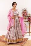 Shop_Rivaaj Clothing_Purple Floret Print Lehenga Set _Online_at_Aza_Fashions