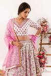 Rivaaj Clothing_Purple Floret Print Lehenga Set _at_Aza_Fashions