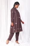 Buy_Khat_Brown Handloom Cotton High Neck Polka Pattern Kurta And Pant Set _Online_at_Aza_Fashions