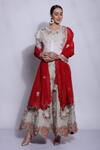 Buy_Sonali Gupta_White Silk, Viscose Embroidery, Beads, Sequins Round Hand Blouse Lehenga Set _Online_at_Aza_Fashions