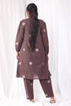 Shop_Khat_Brown Handloom Cotton High Neck Polka Pattern Kurta And Pant Set _Online_at_Aza_Fashions