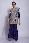 Sonali Gupta_Blue 25% Silk Embroidered Chikankari Parsi Round Kurta And Sharara Set  _Online_at_Aza_Fashions