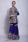 Sonali Gupta_Blue 25% Silk Embroidered Chikankari Parsi Round Kurta And Sharara Set  _Online_at_Aza_Fashions