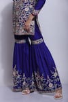 Sonali Gupta_Blue 25% Silk Embroidered Chikankari Parsi Round Kurta And Sharara Set  _at_Aza_Fashions