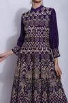 Sonali Gupta_Purple 25% Silk Embroidered Mughal Jaal Collared Neck Anarkali  _at_Aza_Fashions