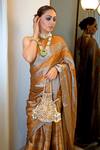 Buy_Sheela Suthar_Gold Handloom Cotton Surekha Stripe Woven Saree With Running Blouse_Online_at_Aza_Fashions