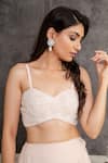 Buy_Sunita Bhandari_Pink Viscose Organza Embroidery Bead Sweetheart Asymmetric Lehenga And Blouse Set _Online_at_Aza_Fashions