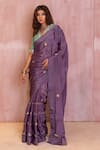 Buy_The Home Affair_Purple Saree Chinon Embroidered Gotapatti Scallop Two-tone Gota With Blouse _Online_at_Aza_Fashions