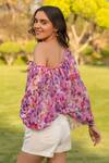 Buy_B'Infinite_Purple Chiffon Floral Pattern Asymmetric Neck Top