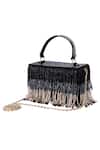 The Purple Sack_Black Embroidery Tassel Clutch _Online_at_Aza_Fashions