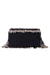 Buy_The Purple Sack_Black Embroidery Tassel Clutch _Online_at_Aza_Fashions