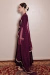 Buy_Shrutkirti_Purple Silk Velvet Embellished Scoop Neck Zoya Anarkali Palazzo Set _Online_at_Aza_Fashions