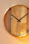 Buy_Logam_Brown Mango Wood And Metal Plank Wall Clock _Online_at_Aza_Fashions