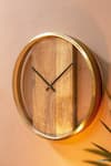 Logam_Brown Mango Wood And Metal Plank Wall Clock _Online