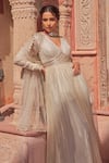 Shop_Nidhika Shekhar_Ivory Foil Georgette Embroidery Beads Basant Rani Bodice Anarkali With Dupatta _Online_at_Aza_Fashions