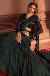 Nidhika Shekhar_Green Georgette Subh Shree Pre-draped Lehenga Saree With Blouse For Women_Online_at_Aza_Fashions