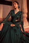 Buy_Nidhika Shekhar_Green Georgette Subh Shree Pre-draped Lehenga Saree With Blouse For Women_Online_at_Aza_Fashions