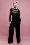 Buy_Pocket Stories_Black Microsuit / Georgette Round Tassel Detailed Jumpsuit  _Online_at_Aza_Fashions