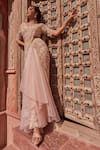 Buy_Nidhika Shekhar_Beige Silk Embroidery Sequins V Natyanjali Pre-draped Ruffle Saree With Blouse _Online_at_Aza_Fashions