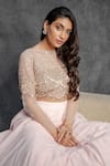 Sunita Bhandari Pink Viscose, Georgette, Net Cut Work, Sequins, Layered Lehenga And Blouse Set Online at Aza Fashions Sunita Bhandari_Pink Viscose, Georgette, Net Cut Work, Sequins, Layered Lehenga And Blouse Set _Online_at_Aza_Fashions