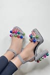 The Episode Multi Color Beads, Applique Disco Bite Checkered Pattern Heels Online at Aza Fashions The Episode_Multi Color Beads, Applique Disco Bite Checkered Pattern Heels _Online_at_Aza_Fashions