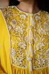 Buy_Keith Gomes_Yellow Chiffon, Crepe, Georgette Beads Round Embellished Tunic And Gharara Set _Online_at_Aza_Fashions